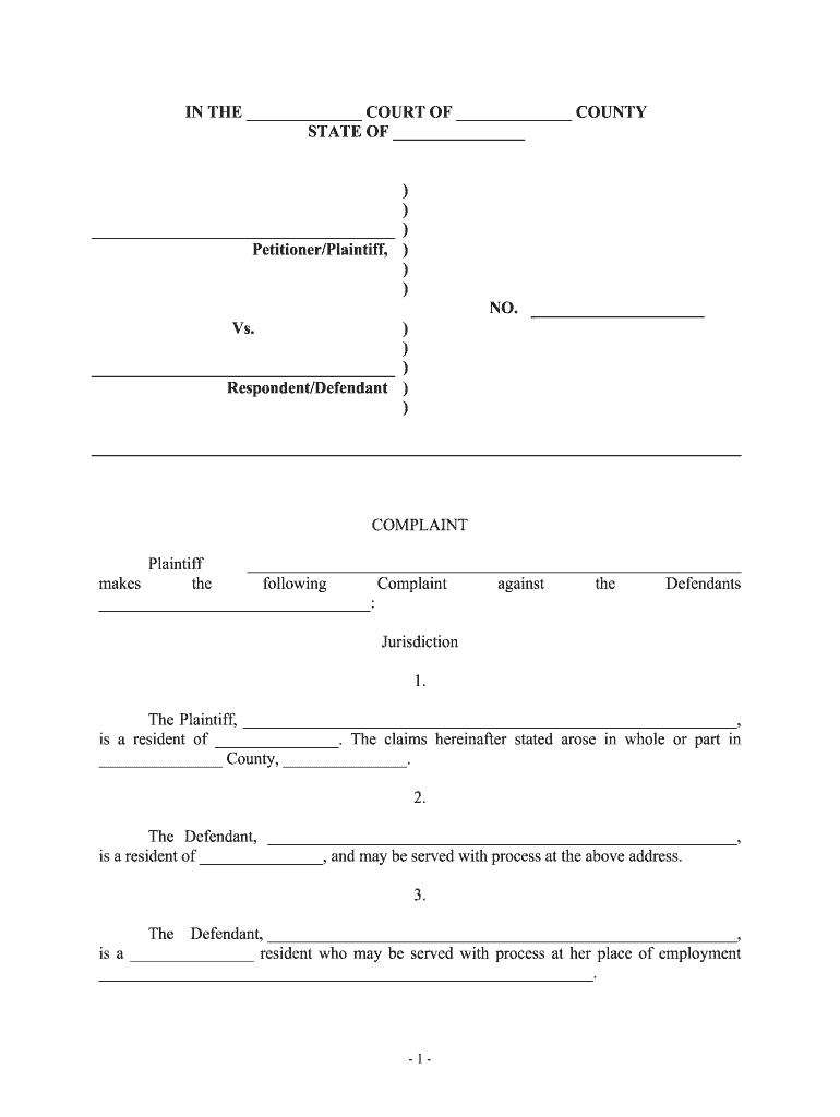 Fill and Sign the Plaintiff Form