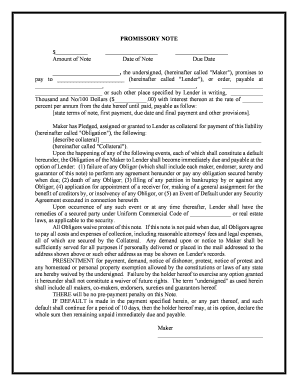 Secured Promissory Note  Form