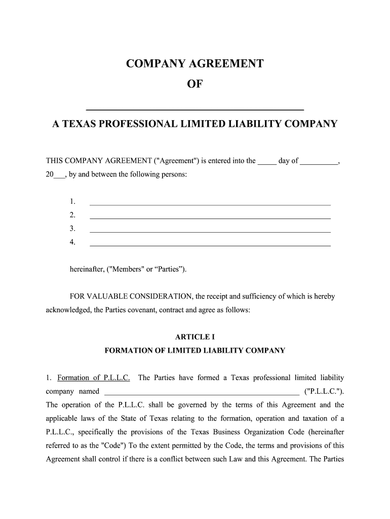 Texas Pllc  Form