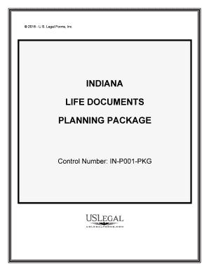 Indiana Life Documents Planning Package, Including Will, Power of Attorney and Living Will  Form