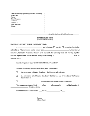 Beneficiary Deed Arizona  Form