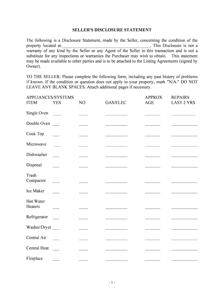 Real Estate Disclosure Form