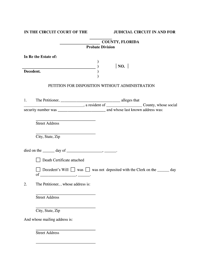Disposal Without Administration  Form