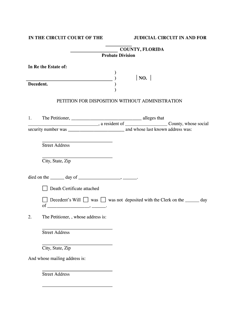 Disposal Without Administration Form