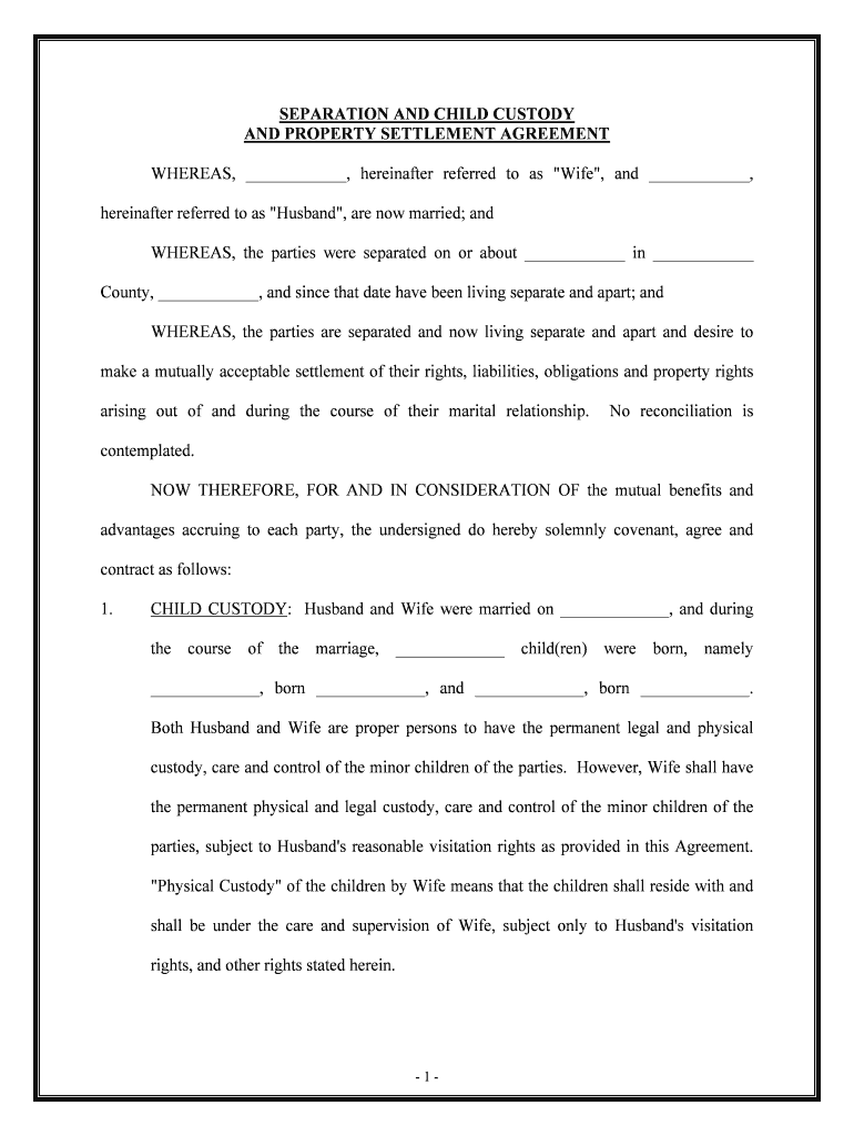 Child Custody Agreement  Form