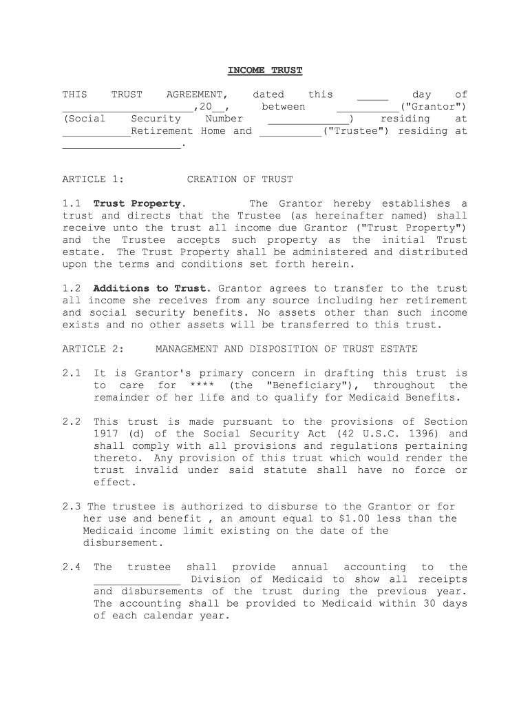 Medicaid Trust Form Legal Forms