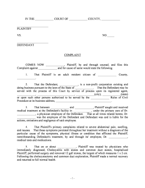 Fill and Sign the Medical Malpractice Form
