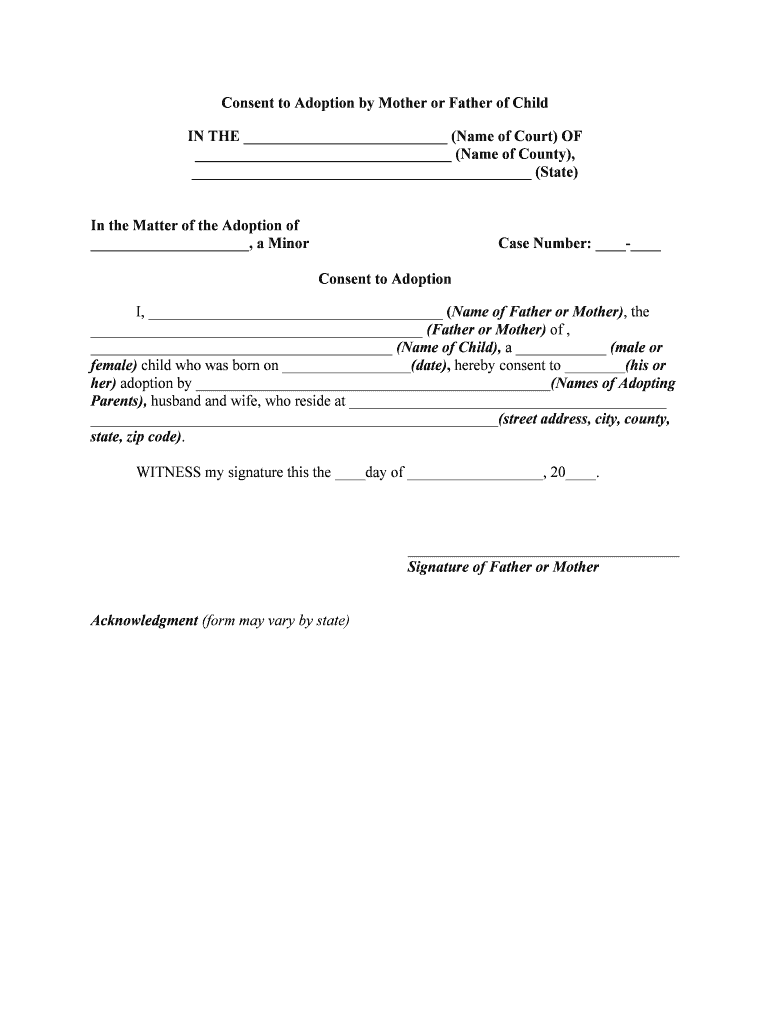 Adoption Consent Form