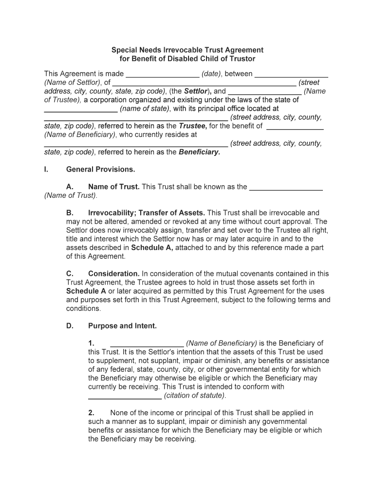 Irrevocable Trust Form Fill Out and Sign Printable PDF Template signNow
