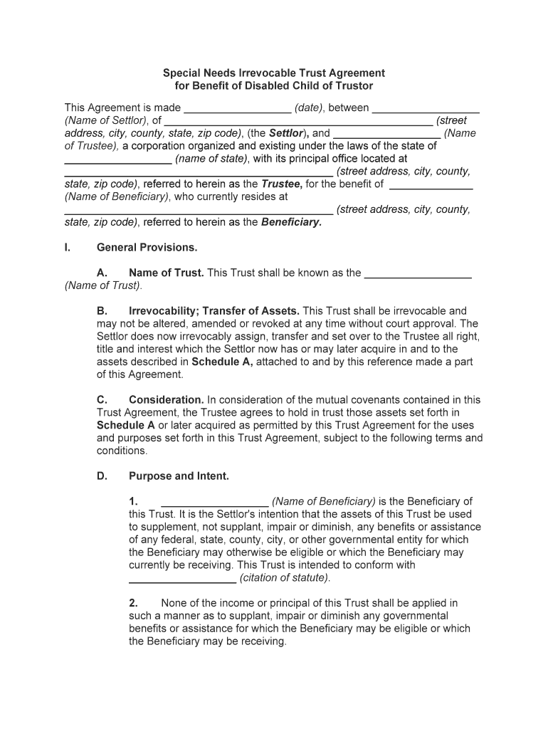 Irrevocable Trust Form