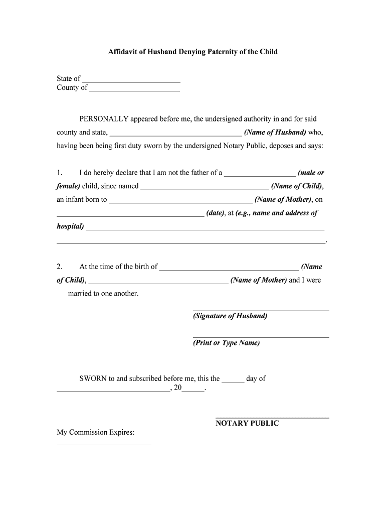 Denial of Paternity Texas Form