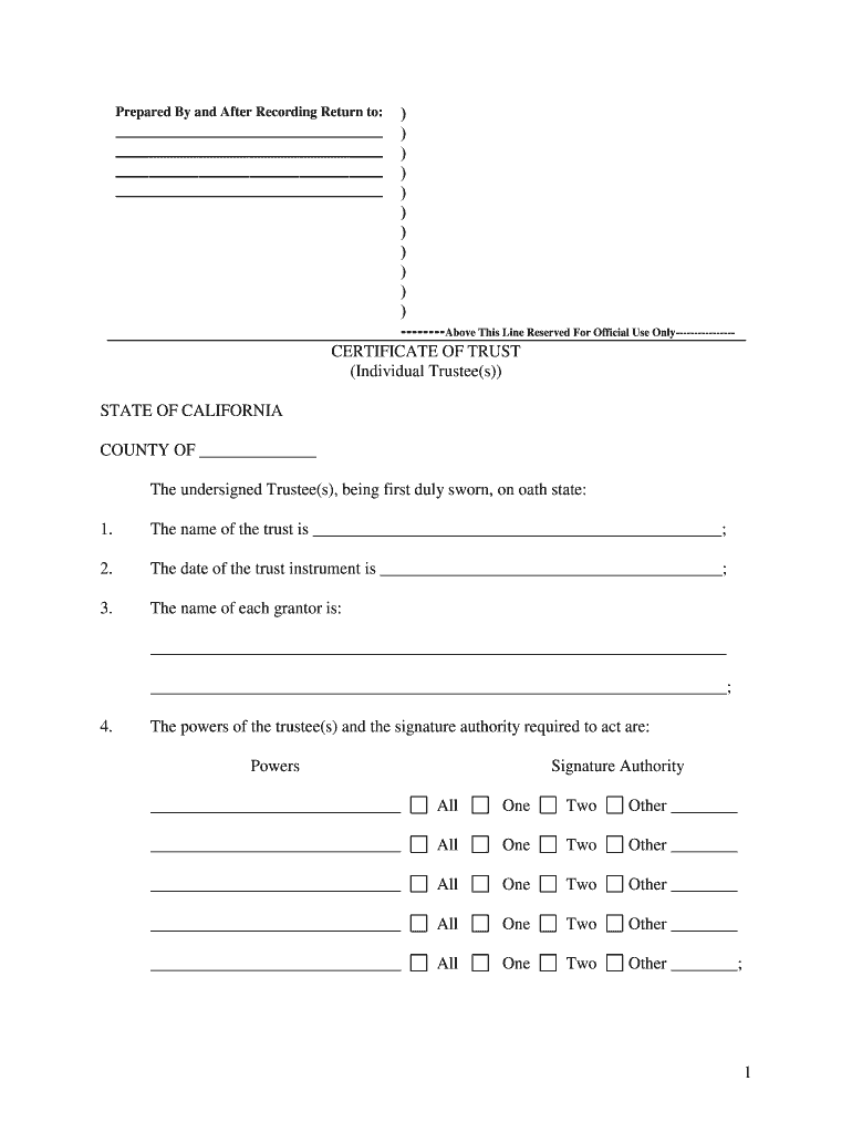 Fill and Sign the Name of the Trust is Form