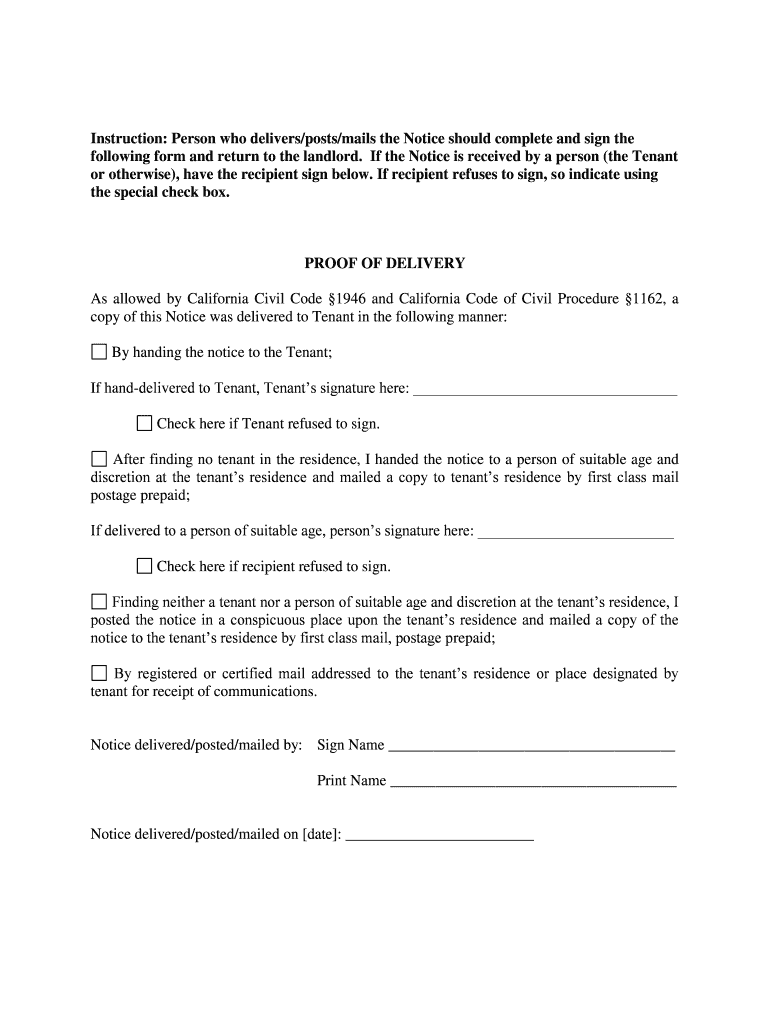 California Termination Month to Month  Form