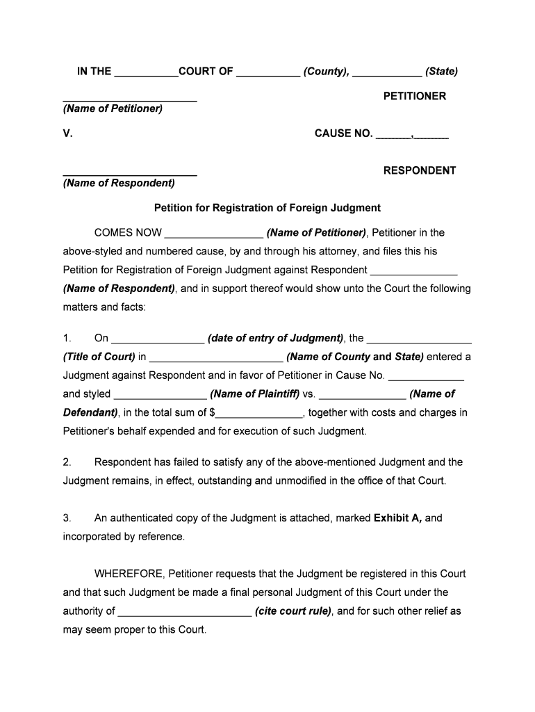 Foreign Judgment  Form