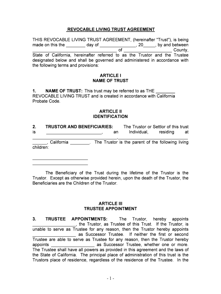 California Trust  Form