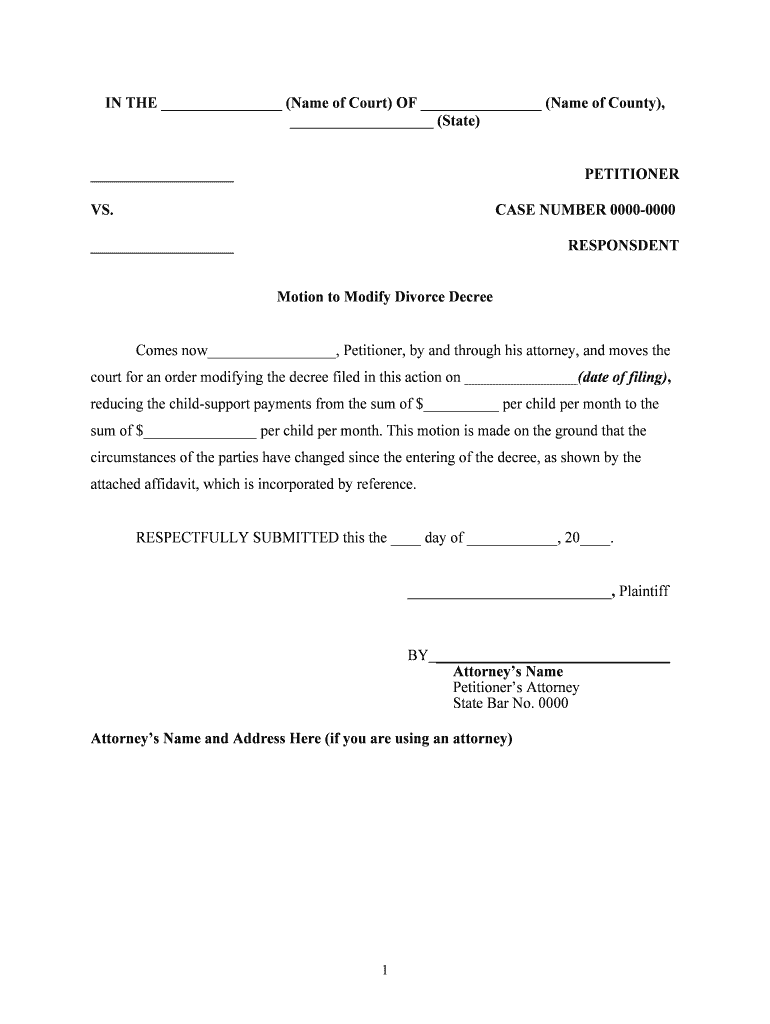 Motion Modify Decree  Form