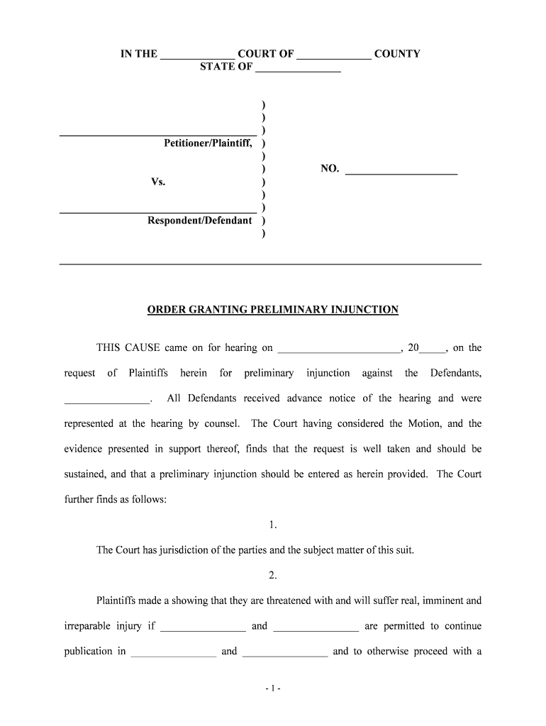 Injunction Order  Form