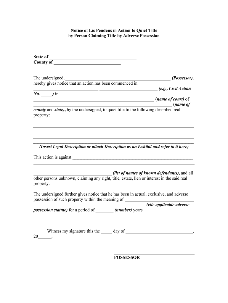 Adverse Possession Form