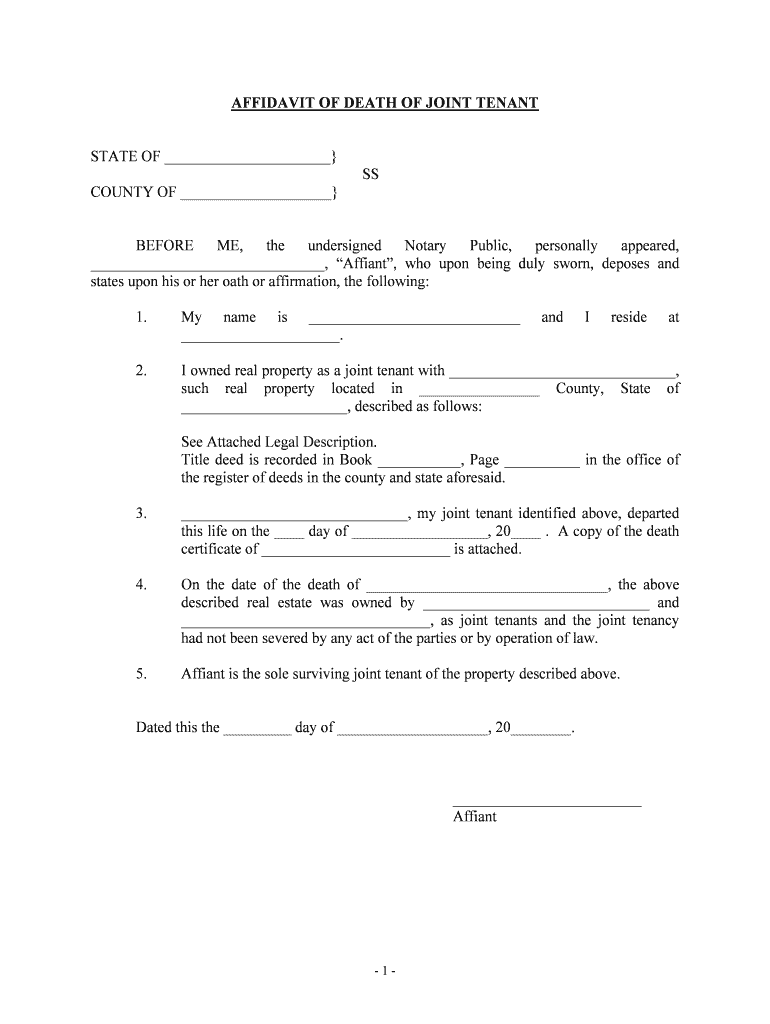 Joint Tenant Deed  Form