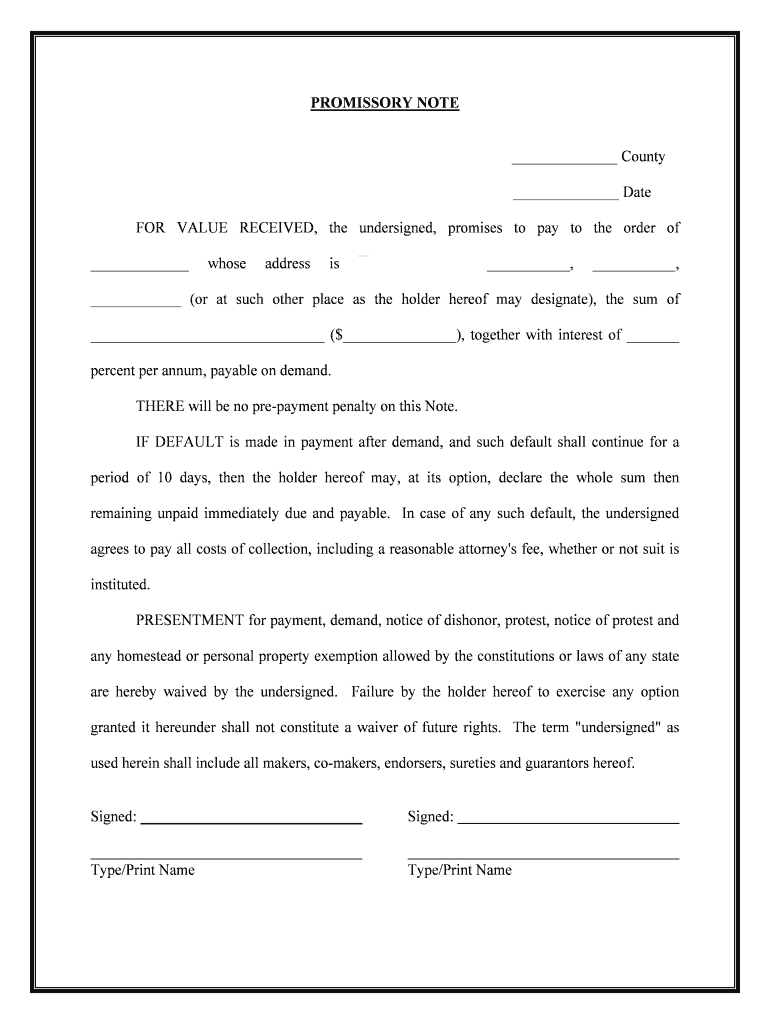 Note Payable Demand  Form