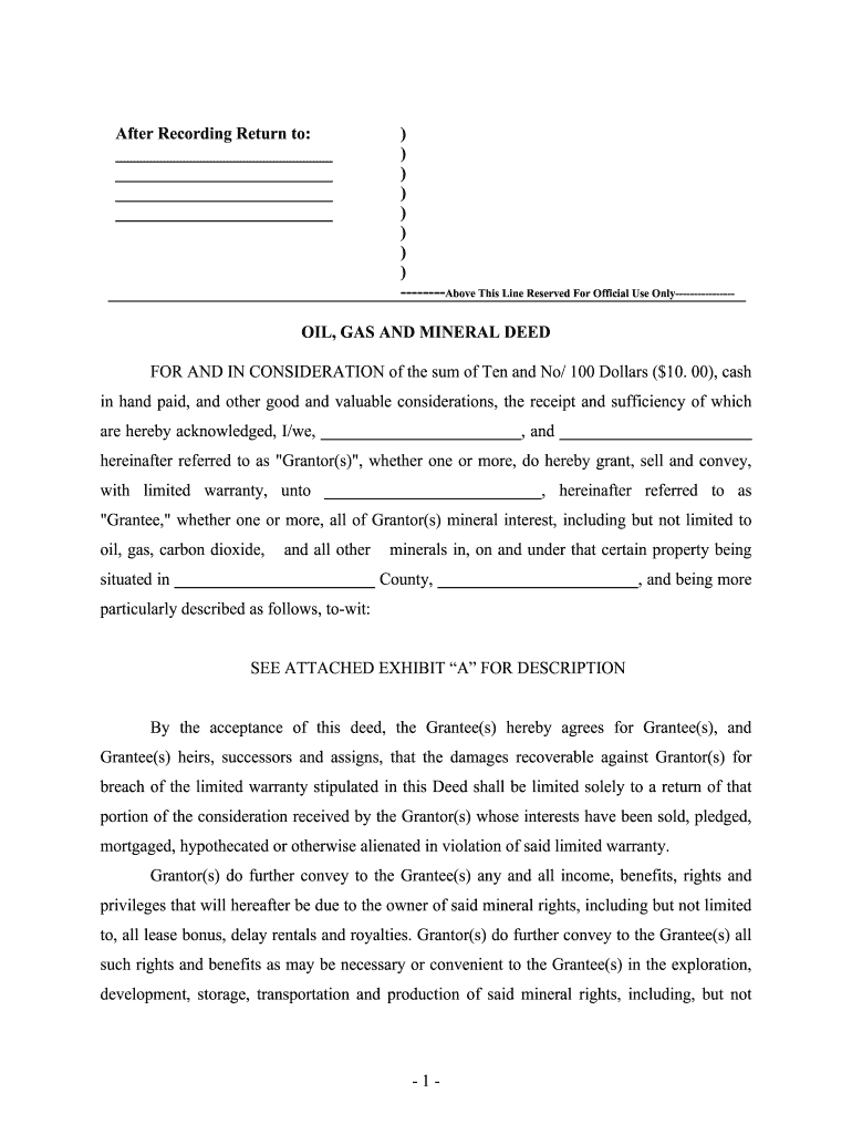 Fill and Sign the Mineral Deed Secgov Form