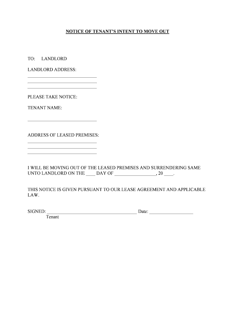 Get and Sign Tenants Notice  Form