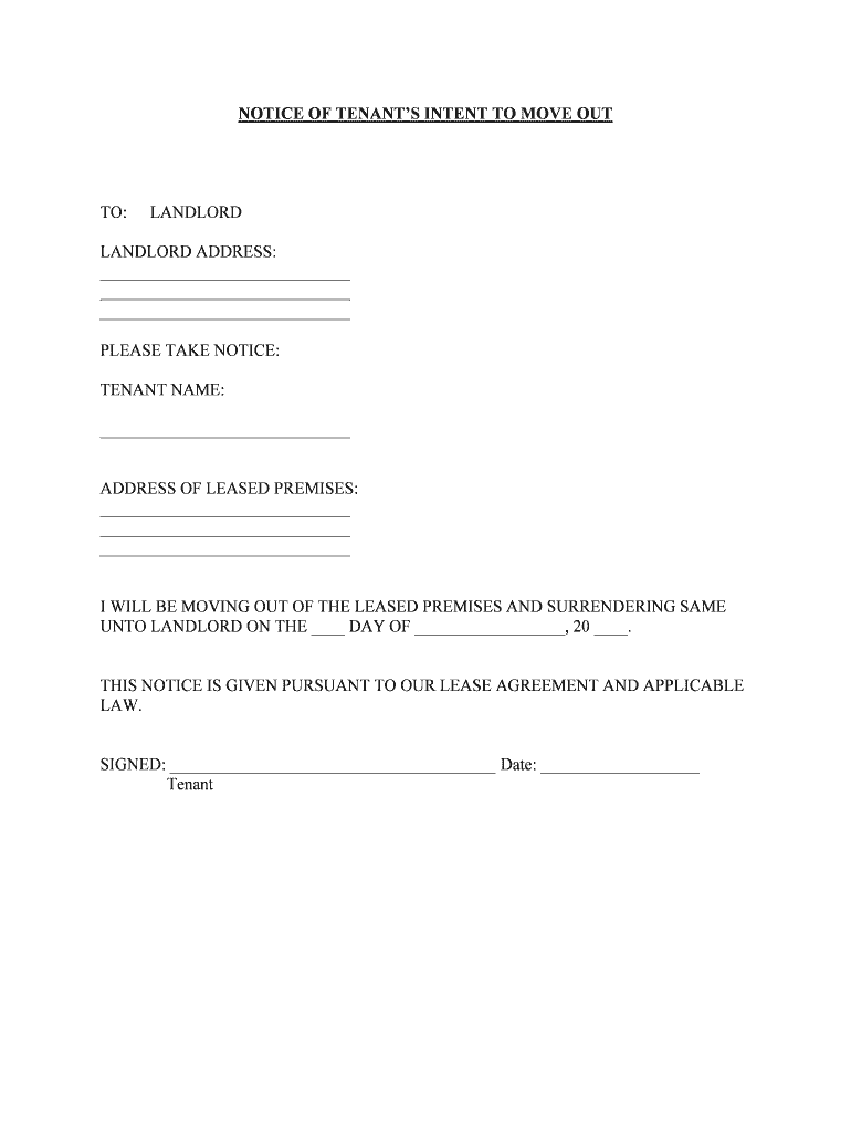 Tenants Notice  Form