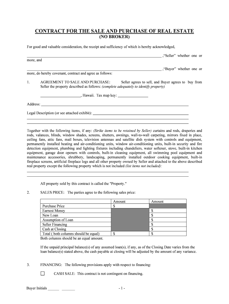 Hawaii Contract Purchase  Form