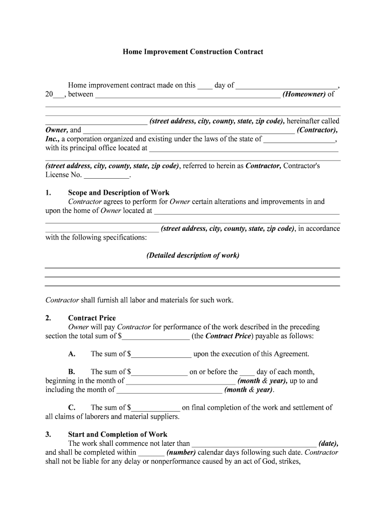 Construction Home  Form