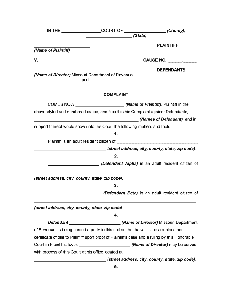 Declaratory Judgment Missouri  Form