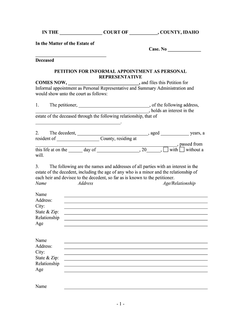Summary Administration Form