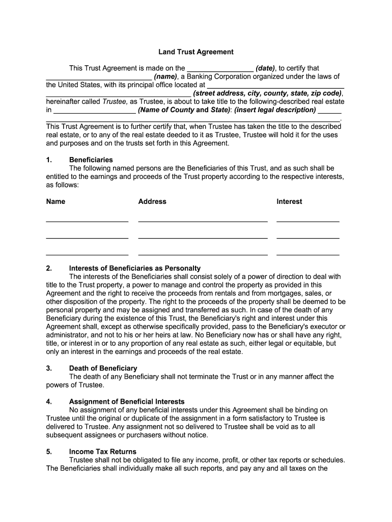 Land Trust AgreementGeneral Form