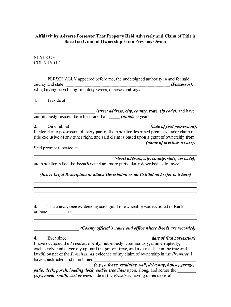 Adverse Possessor  Form