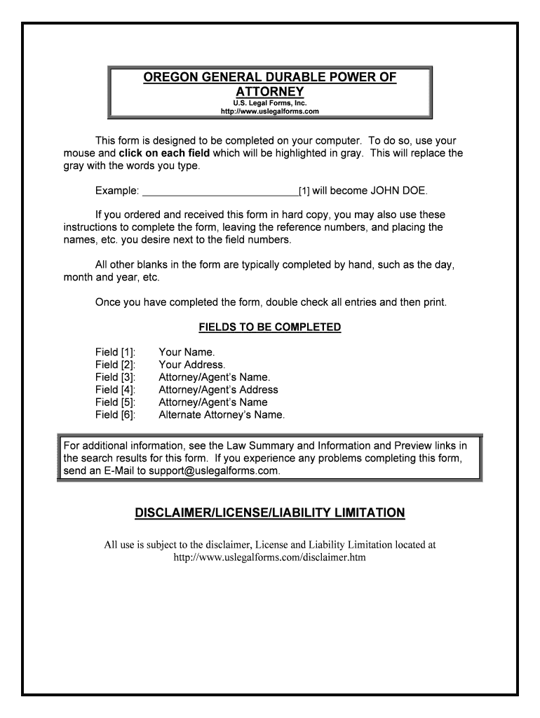 Oregon Durable  Form