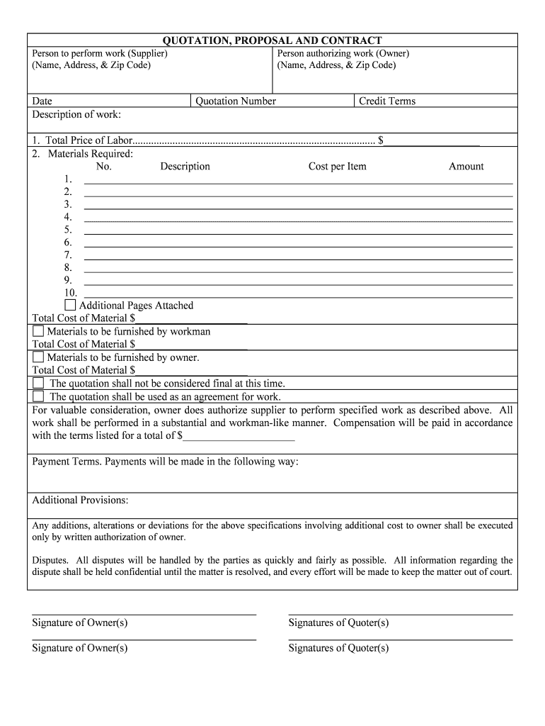 Quote Form PDF