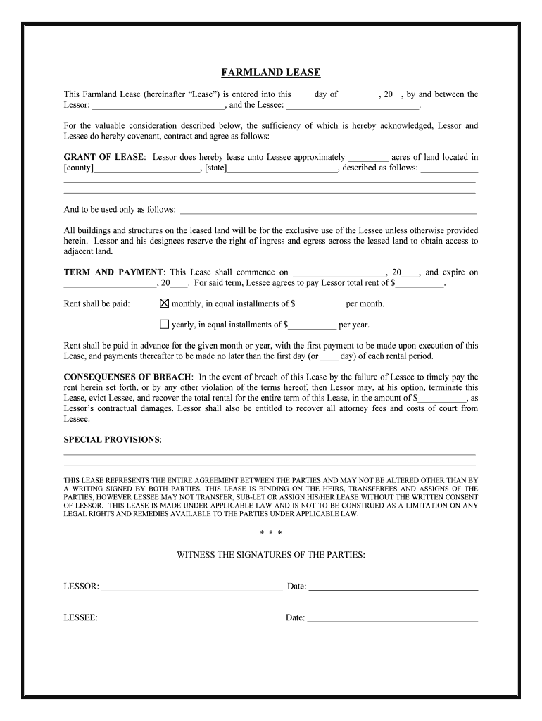 Farm Lease  Form