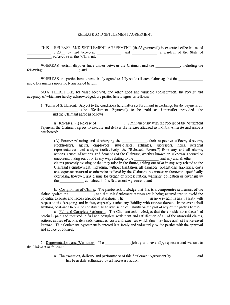 Settlement Agreement  Form