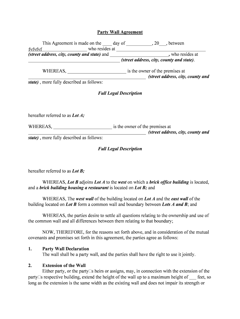 Party Wall Agreement Form Download