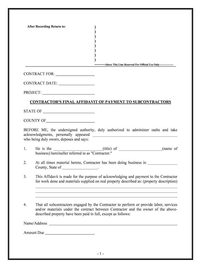 Contractors Affidavit  Form