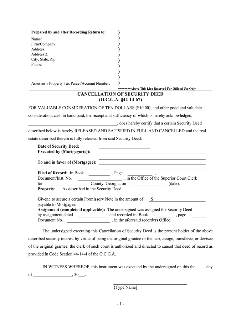 Security Deed Georgia  Form