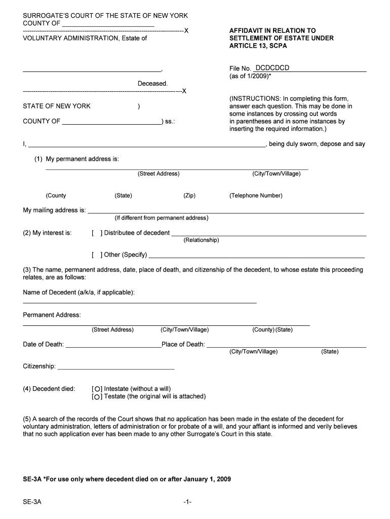 New York Estate  Form