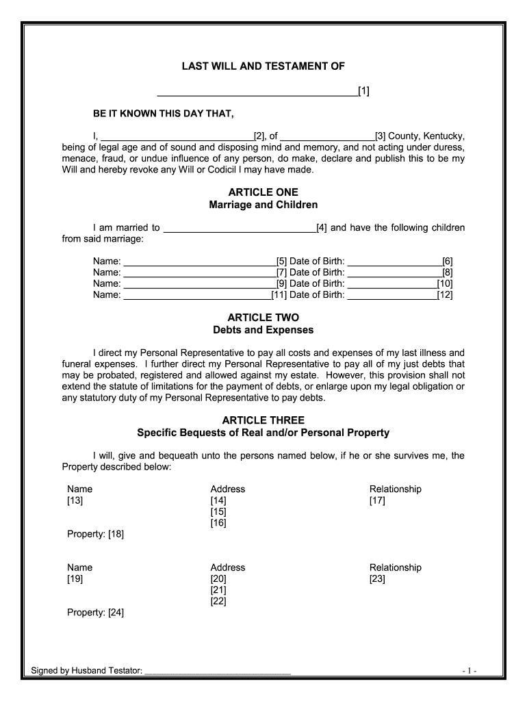 Kentucky Mutual Wills Package with Last Wills and Testaments for Married Couple with Minor Children  Form