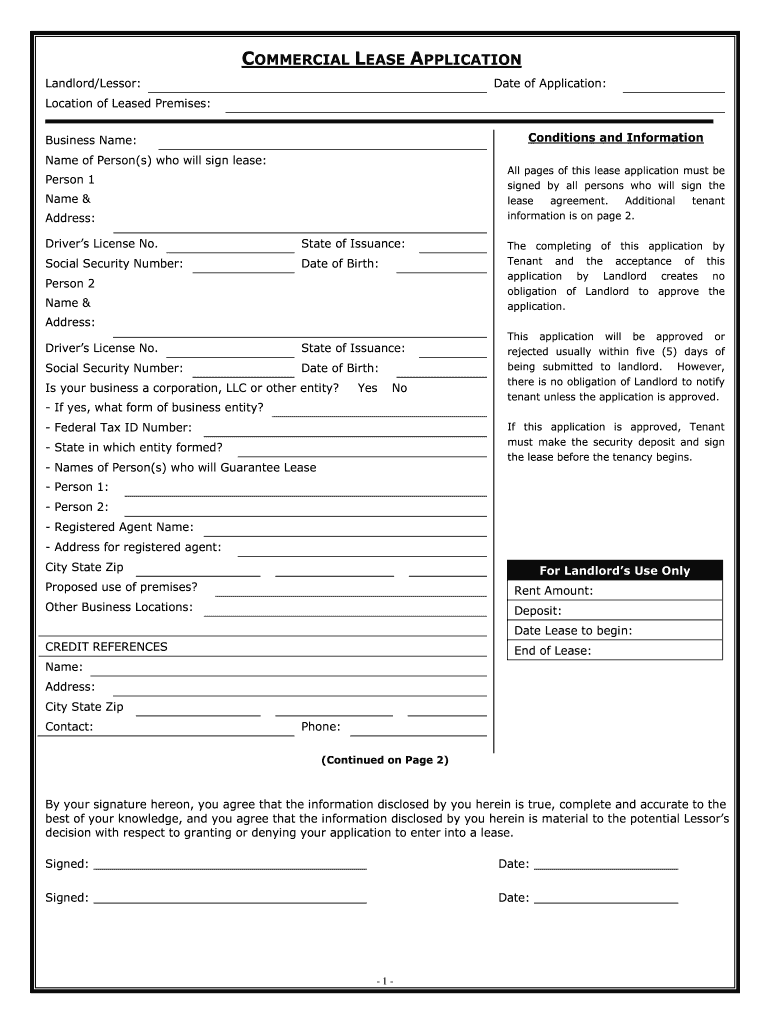 Commercial Lease Application Form CA 827ALT