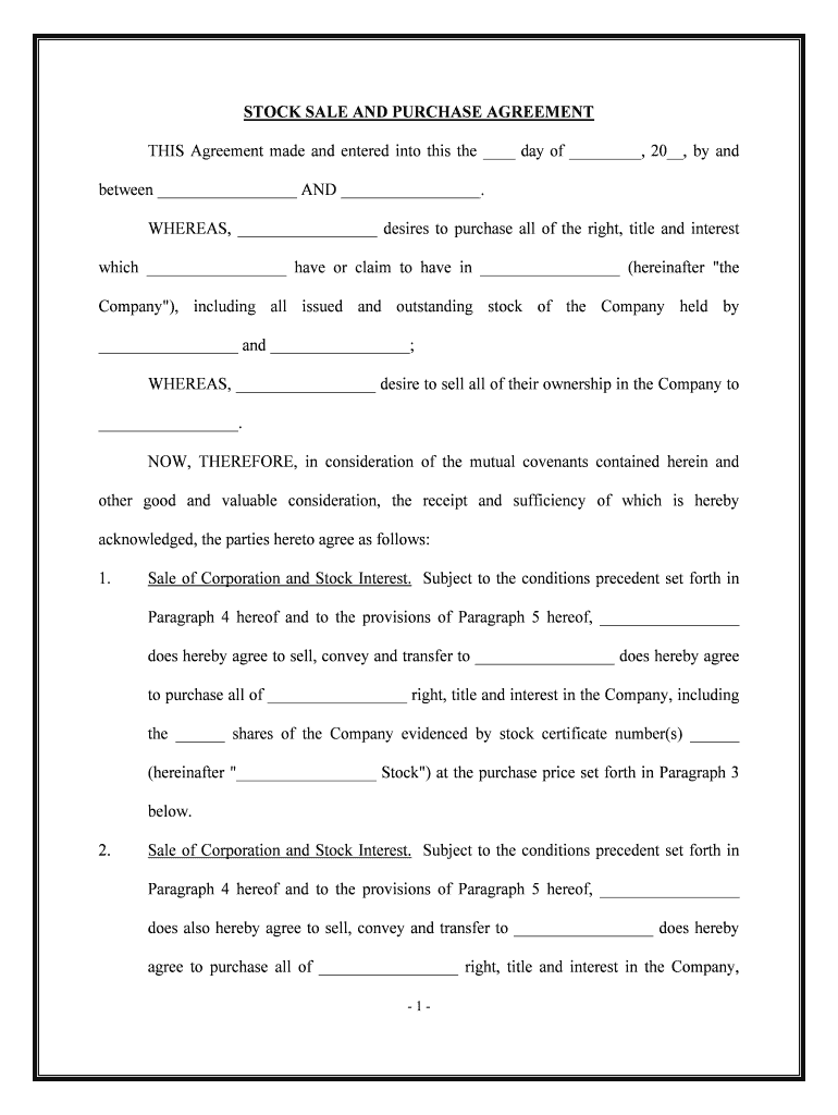 Stock Purchase Agreement  Form