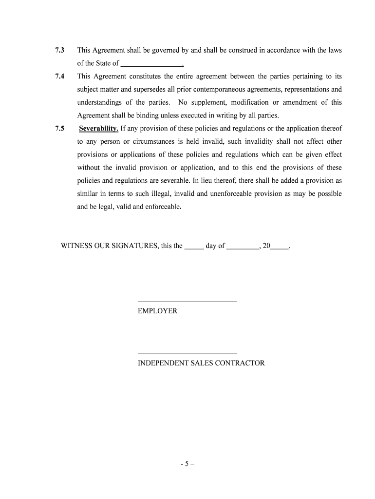 Sales Contractor Agreement Template  Form