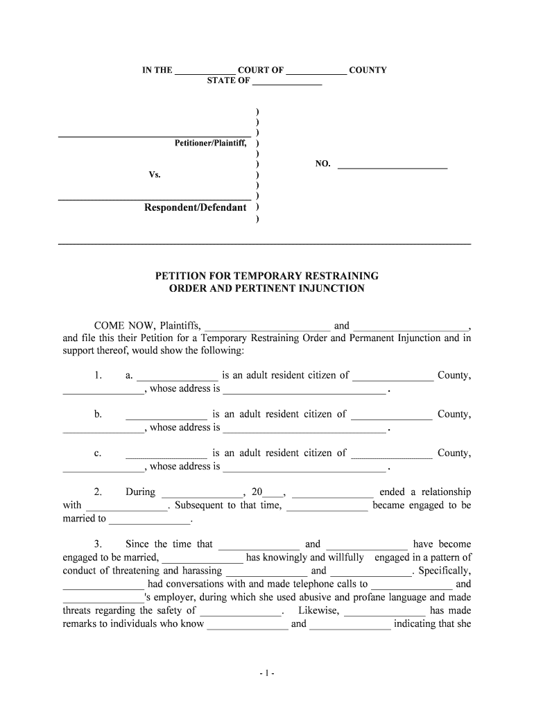 Restraining Order  Form