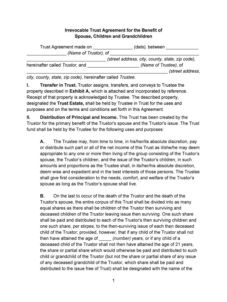 Irrevocable Trust  Form