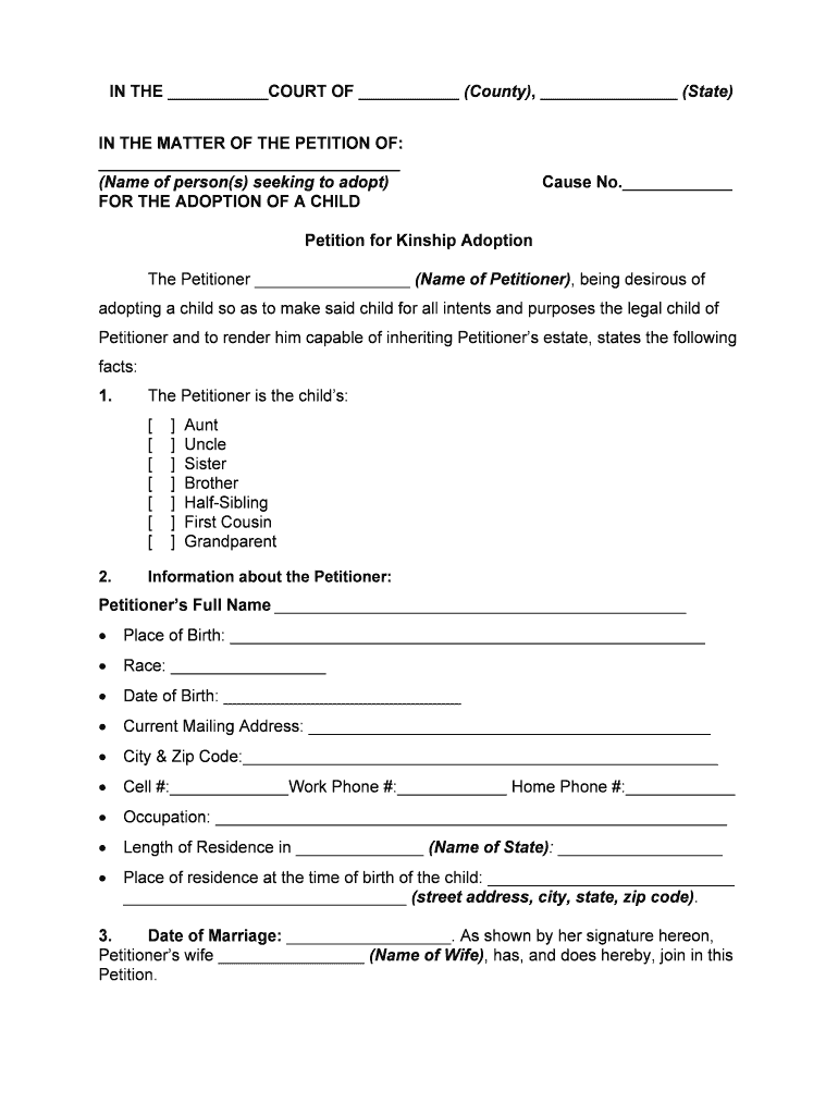 Kinship Adoption  Form