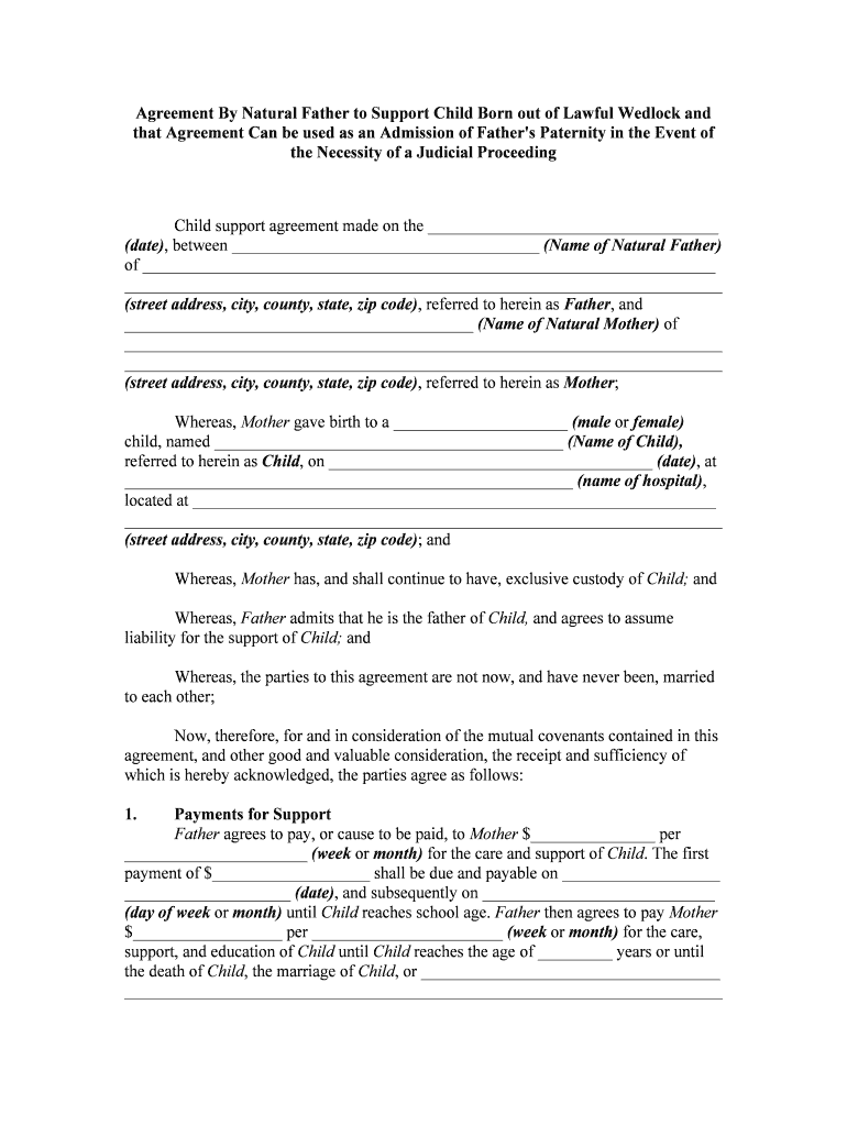 Child Pay Support  Form
