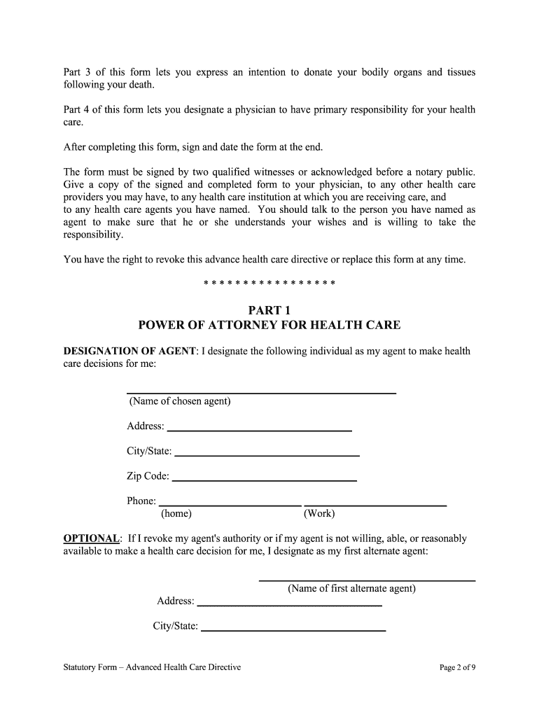 Health Directive Form